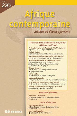 Afrique contemporaine, n° 220. Afrique et développement : gouvernance, démocratie et opinion publique en Afrique