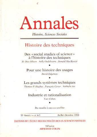 Annales, n° 4-5 (1998). Histoire des techniques