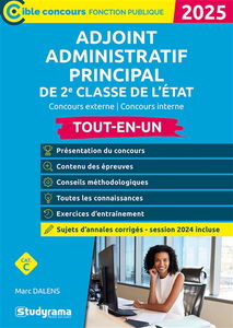 Adjoint administratif principal de 2e classe de l'Etat : concours externe, concours interne, cat. C : tout-en-un, 2025