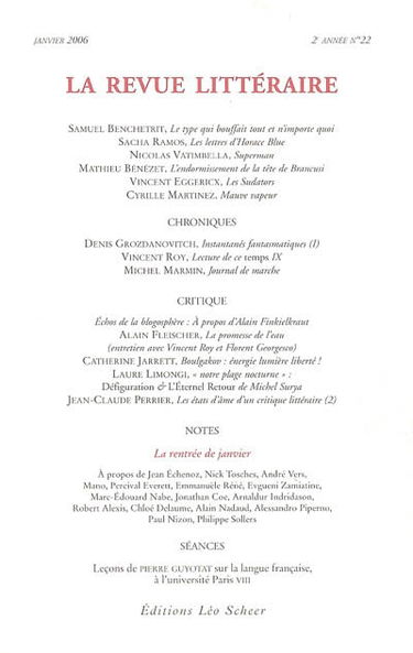 Revue littéraire (La), n° 22