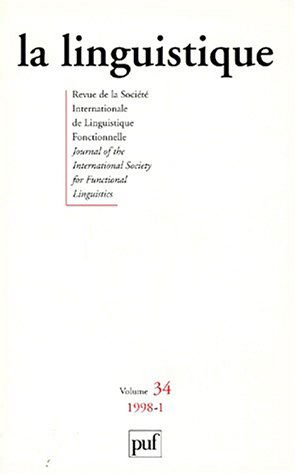 Linguistique, 1998, numéro 1, volume 34