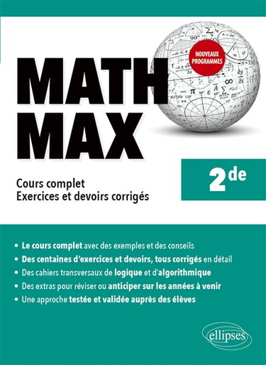 Couverture de Math max 2de : cours complet, exercices et devoirs corrigés : nouveaux programmes