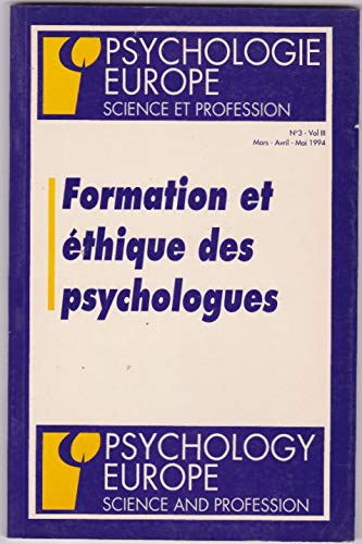 FORMATION ET ETHIQUE DES PSYCHOLOGUES