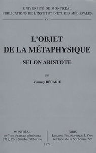 L'Objet de la métaphysique selon Aristote