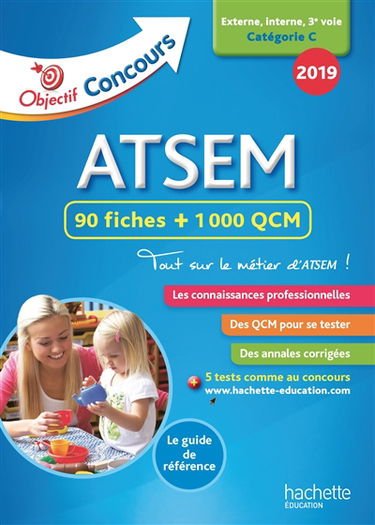 ATSEM : 90 fiches + 1.000 QCM : externe, interne, 3e voie, catégorie C, 2019