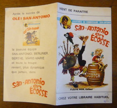 San-Antonio en Écosse - petit prospectus publicitaires des éditions Fleuve Noir (4 pages format A6)