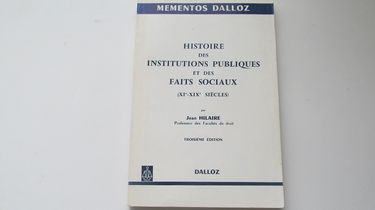 Histoire des institutions publiques et des faits sociaux (XI-XIXe siècles)