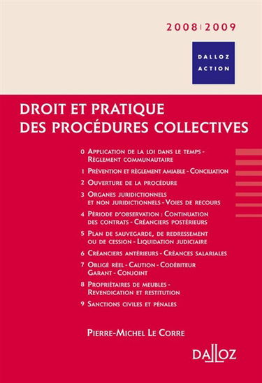 Droit et pratique des procédures collectives 2008-2009