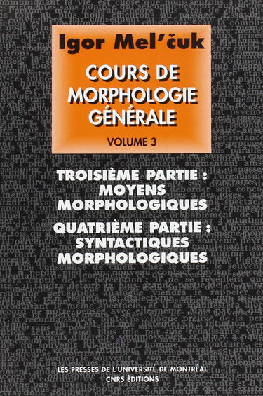Cours de morphologie generale tome 3