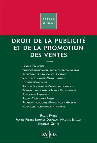 Couverture de Droit de la publicité et de la promotion des ventes