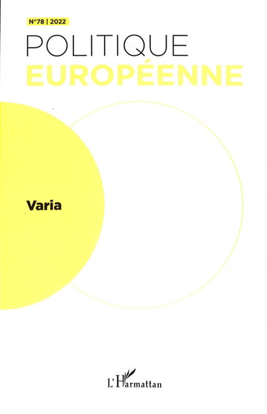 Couverture de Politique européenne, n° 78. Varia par Collectif