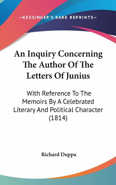 Couverture de An Inquiry Concerning The Author Of The Letters Of Junius