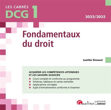 Couverture de Fondamentaux du droit : DCG 1 : 2022-2023