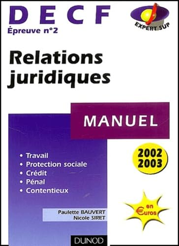 Relations juridiques, DECF n° 2 : manuel