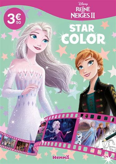 Couverture de Disney La Reine des Neiges 2 : Star Color (Elsa et Anna fond vert)