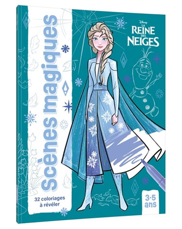 Couverture de LA REINE DES NEIGES : Scènes magiques (3+) - Disney : 32 coloriages à révéler