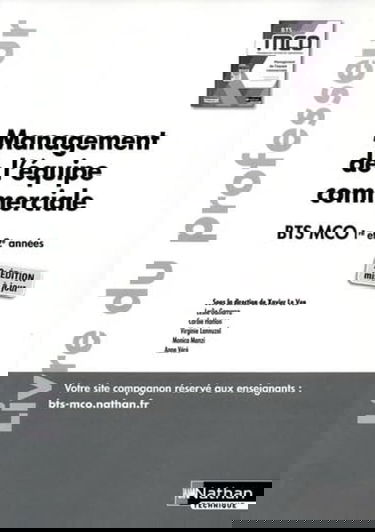 Management de l'équipe commerciale BTS 1 et 2 MCO - Professeur - 2023