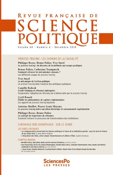 Revue française de science politique, n° 68-6. Process tracing : les chemins de la causalité