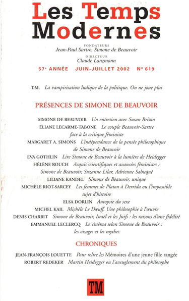Temps modernes (Les), n° 619. Présences de Simone de Beauvoir