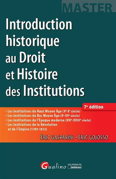 Introduction historique au droit et histoire des institutions
