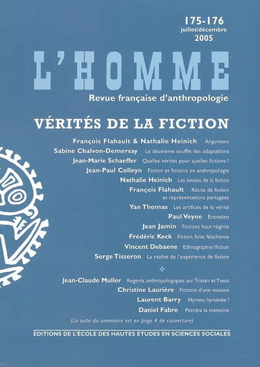 Homme (L'), n° 175-176. Vérités de la fiction