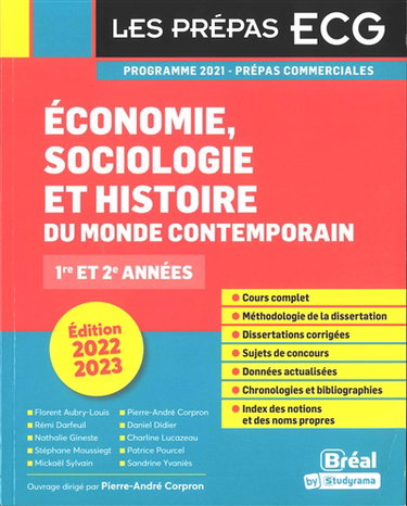 Couverture de Economie, sociologie et histoire du monde contemporain : prépas commerciales 1re et 2e années : programme 2021 par Pierre-André Corpron
