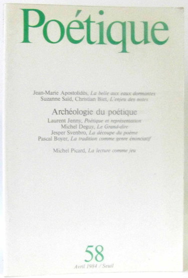 Poétique, n° 58. Archéologie du poétique