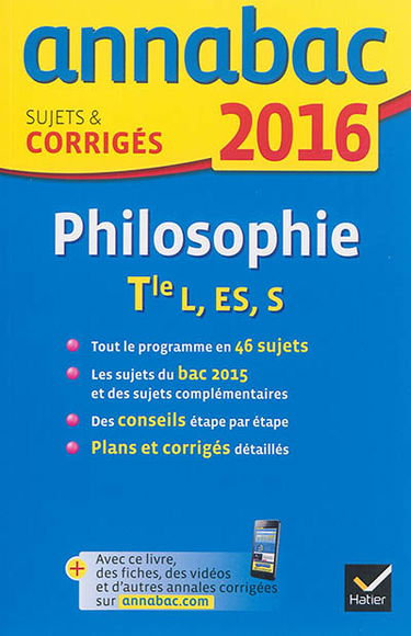 Philosophie terminale L, ES, S : 2016