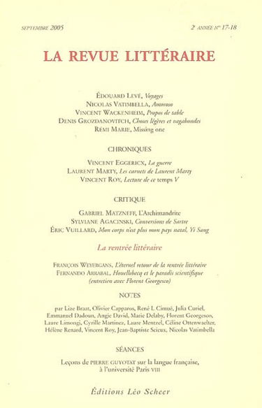 Revue littéraire (La), n° 17-18
