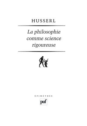 La philosophie comme science rigoureuse