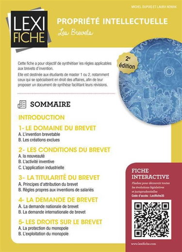 Couverture de Propriété intellectuelle : les brevets