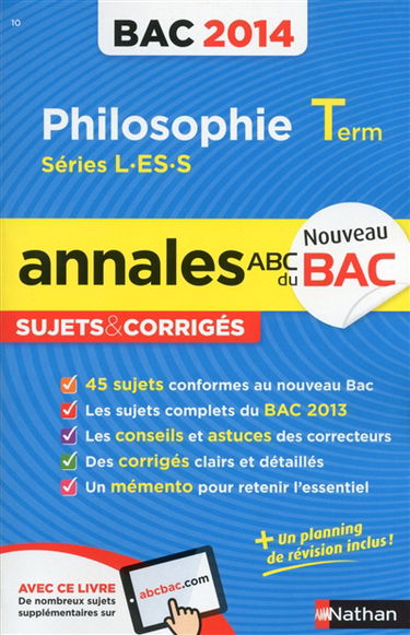Philosophie, terminale L, ES, S : bac 2014