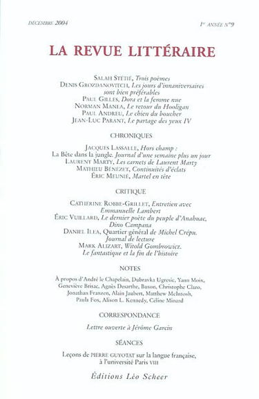 Revue littéraire (La), n° 9 (2004)