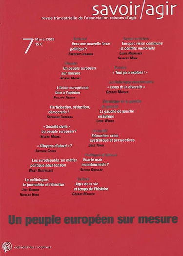 Savoir, agir, n° 7. Un peuple européen sur mesure