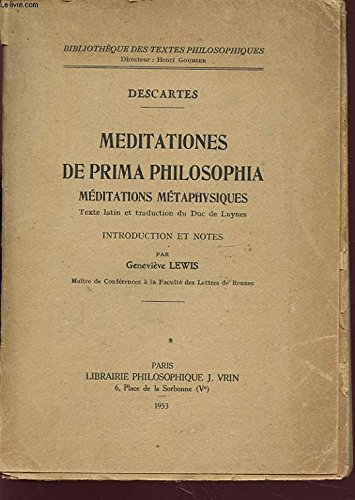 Couverture de MEDITATIONES DE PRIMA PHILOSOPHIA MEDITATIONS METAPHYSIQUES
