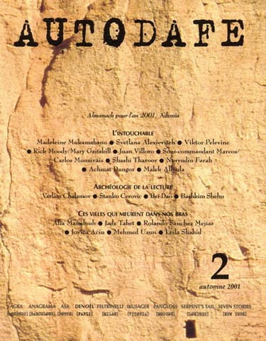 Autodafé, n° 2. Almanach pour l'an 2001, adonis