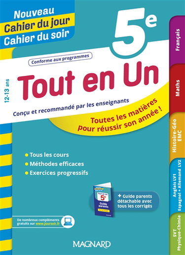 Tout en un 5e, 12-13 ans : toutes les matières pour réussir son année !