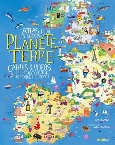 Couverture de Planète Terre : atlas pour les enfants : cartes & vidéos pour découvrir le monde et l'espace