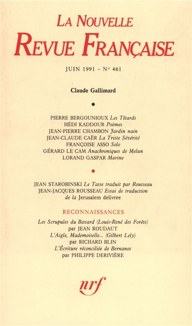 Nouvelle revue française, n° 461