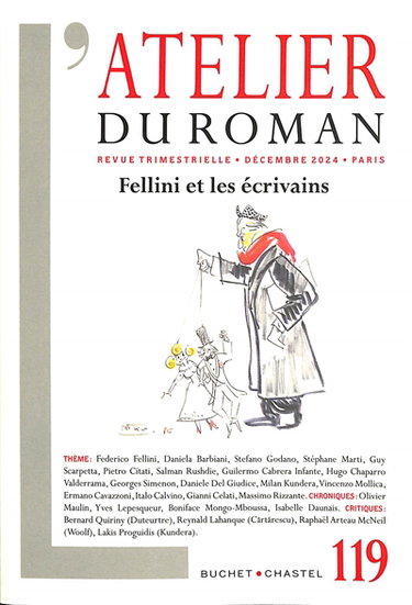 Couverture de Atelier du roman (L'), n° 119. Fellini et les écrivains par Collectif
