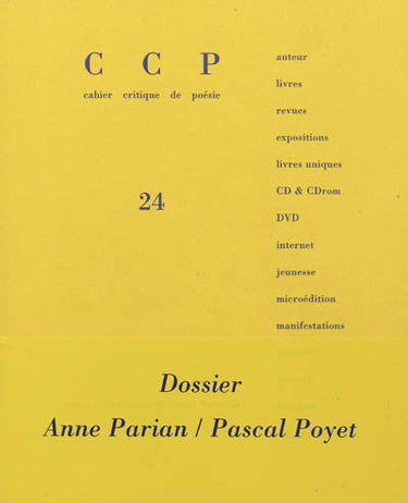 Cahier critique de poésie, n° 24. Anne Parian, Pascal Poyet