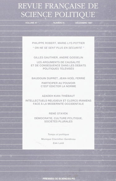 Revue française de science politique : Volume 47, numéro 6