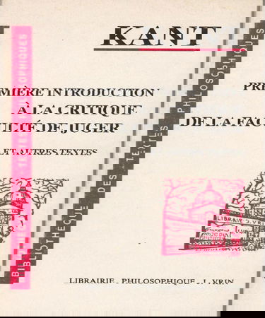 Première introduction à la Critique de la faculté de juger : et autres textes