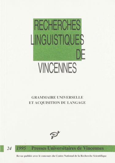 GRAMMAIRE UNIVERSELLE ET ACQUISITION DU LANGAE