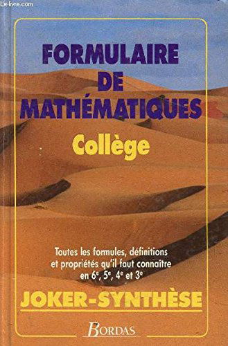 Formulaire de mathématiques : collège