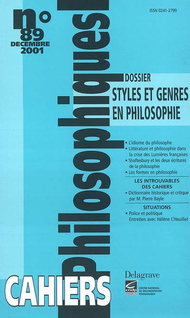Cahiers philosophiques, n° 89