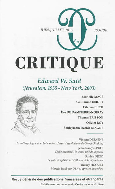 Critique, n° 793-794. Edward W. Said : Jérusalem, 1935-New York, 2003