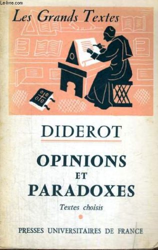 Couverture de Diderot Opinions Et Paradoxes