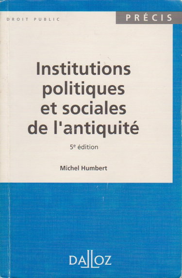 Couverture de Institutions politiques et sociales de l'Antiquité