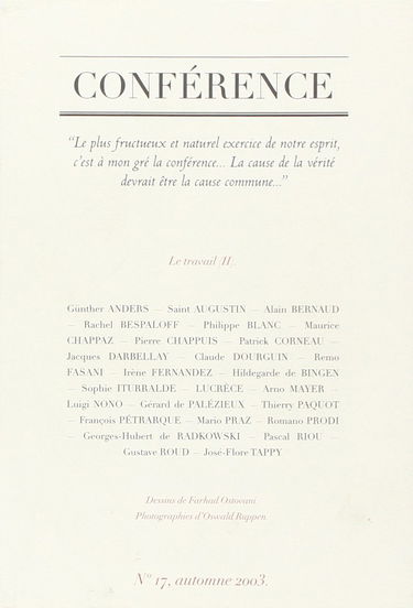 Conference N°17: Le Travail II